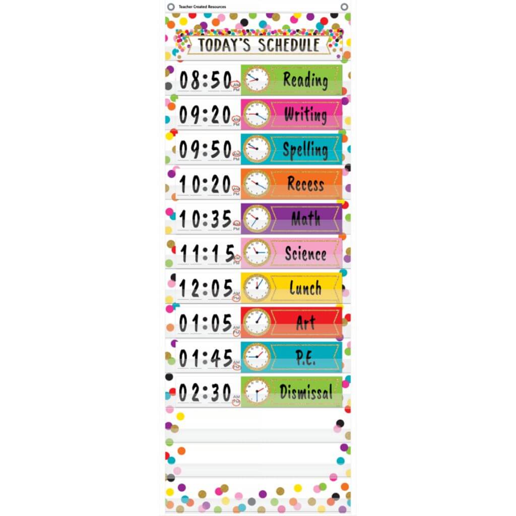 14 Pocket Daily Schedule Pocket Chart Confetti