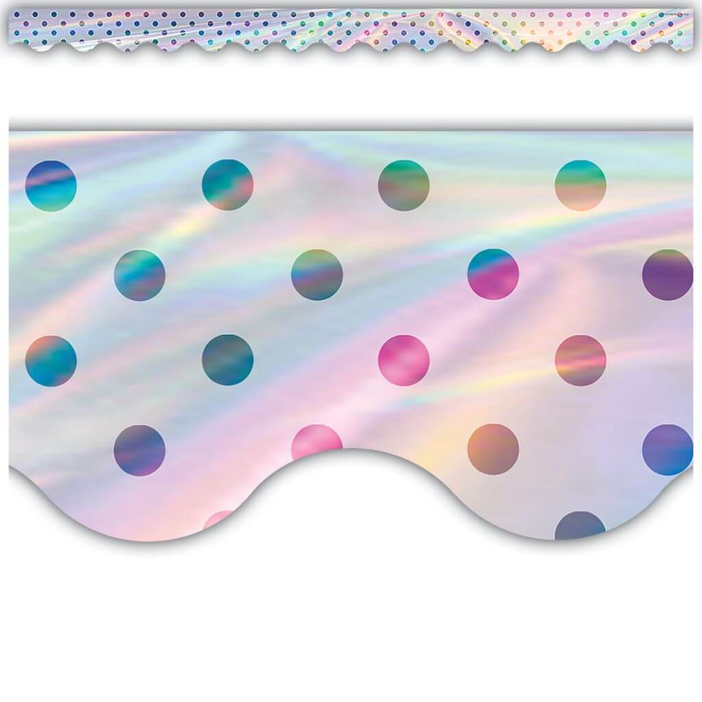 Scalloped Border Trim Iridescent Polka Dots
