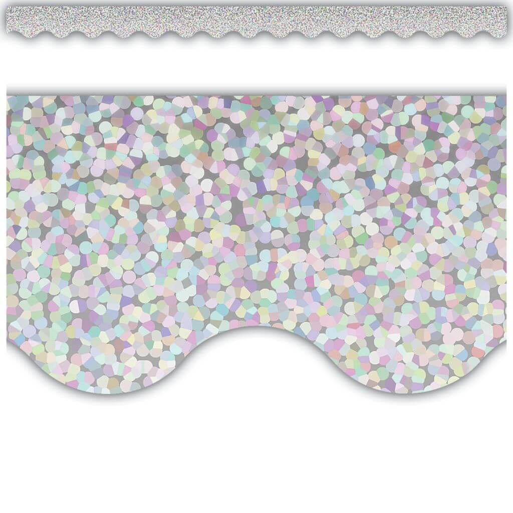 Scalloped Border Trim Silver Sparkle