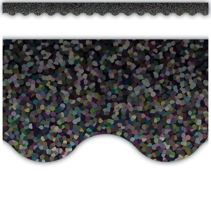 Scalloped Border Trim Black Sparkle