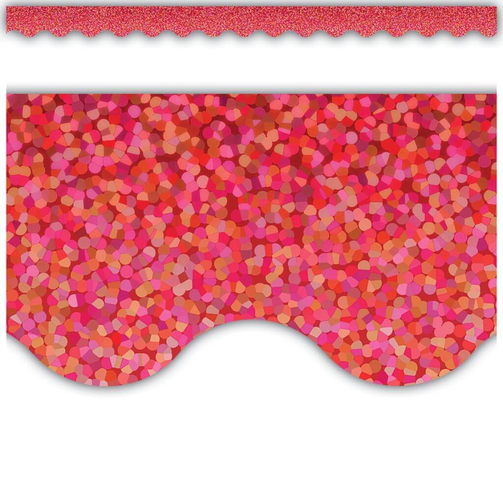 Scalloped Border Trim Red Sparkle