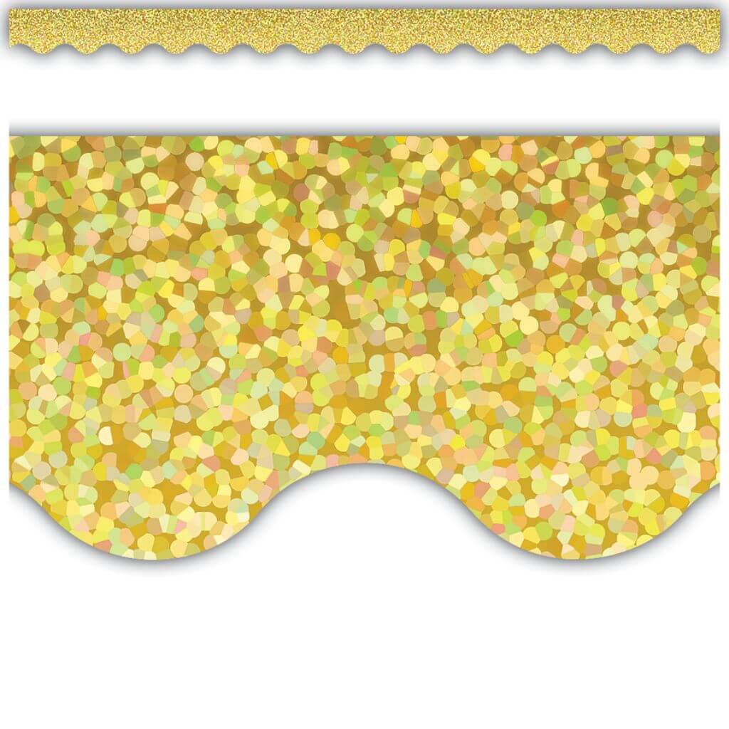 Scalloped Border Trim Yellow Sparkle