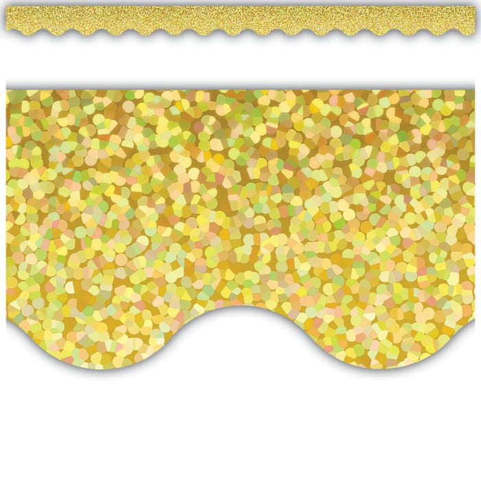 Scalloped Border Trim Yellow Sparkle