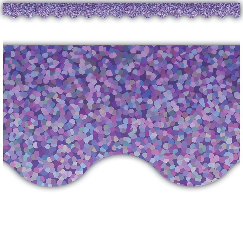 Scalloped Border Trim Purple Sparkle