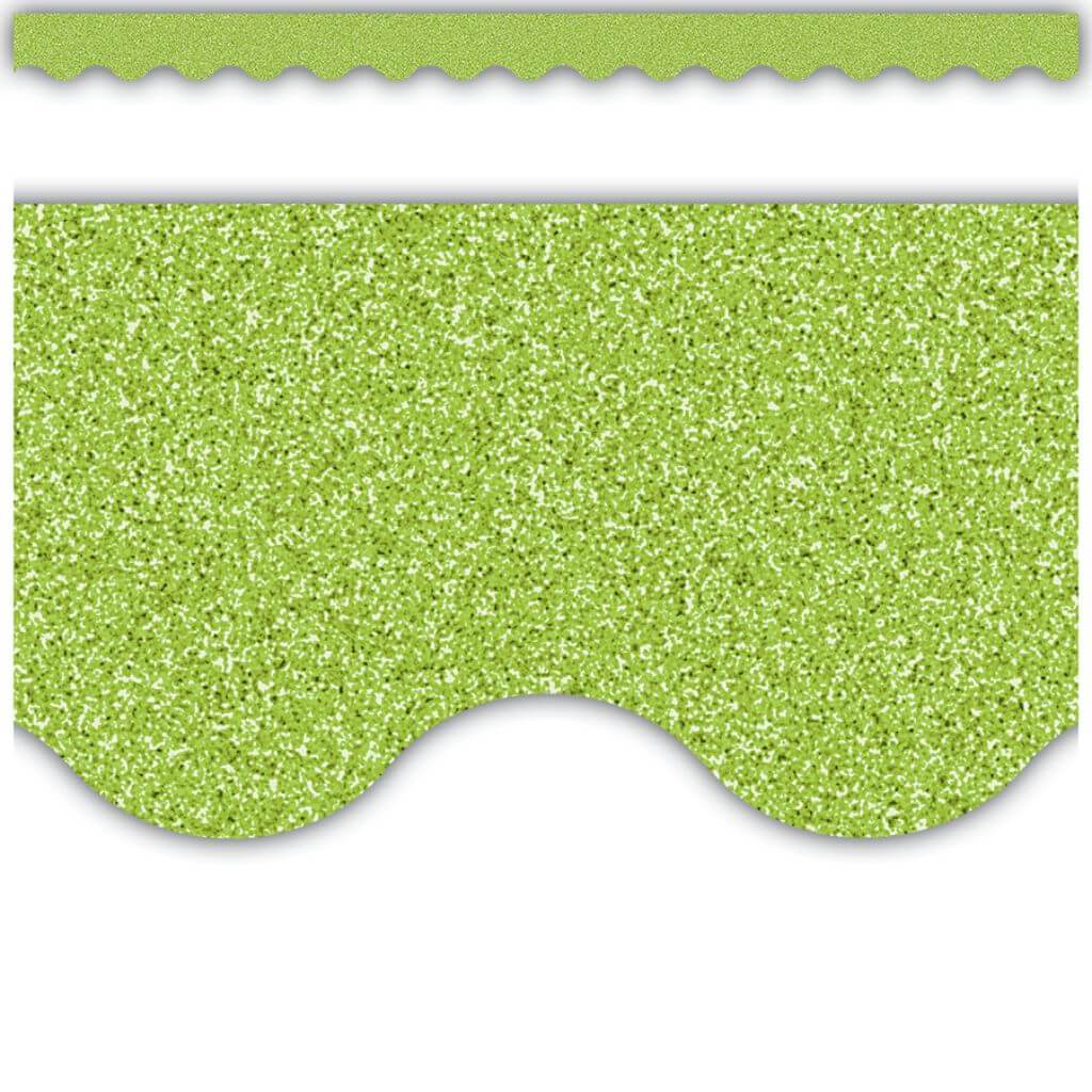 Scalloped Border Trim Lime Glitz