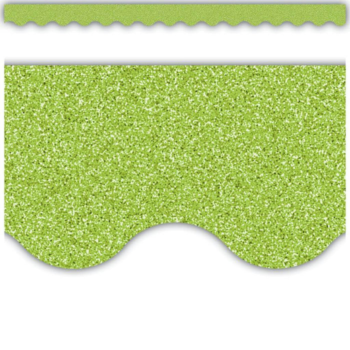 Scalloped Border Trim Lime Glitz