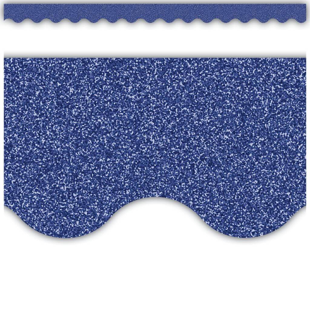 Scalloped Border Trim Dark Blue Glitz