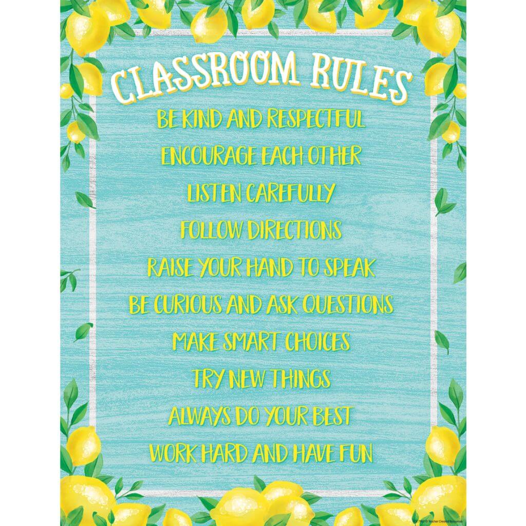 Lemon Zest Classroom Rules Chart