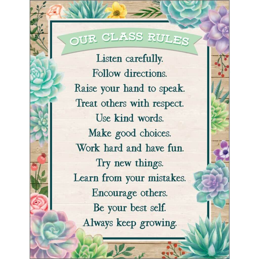 Rustic Bloom Our Class Rules Chart