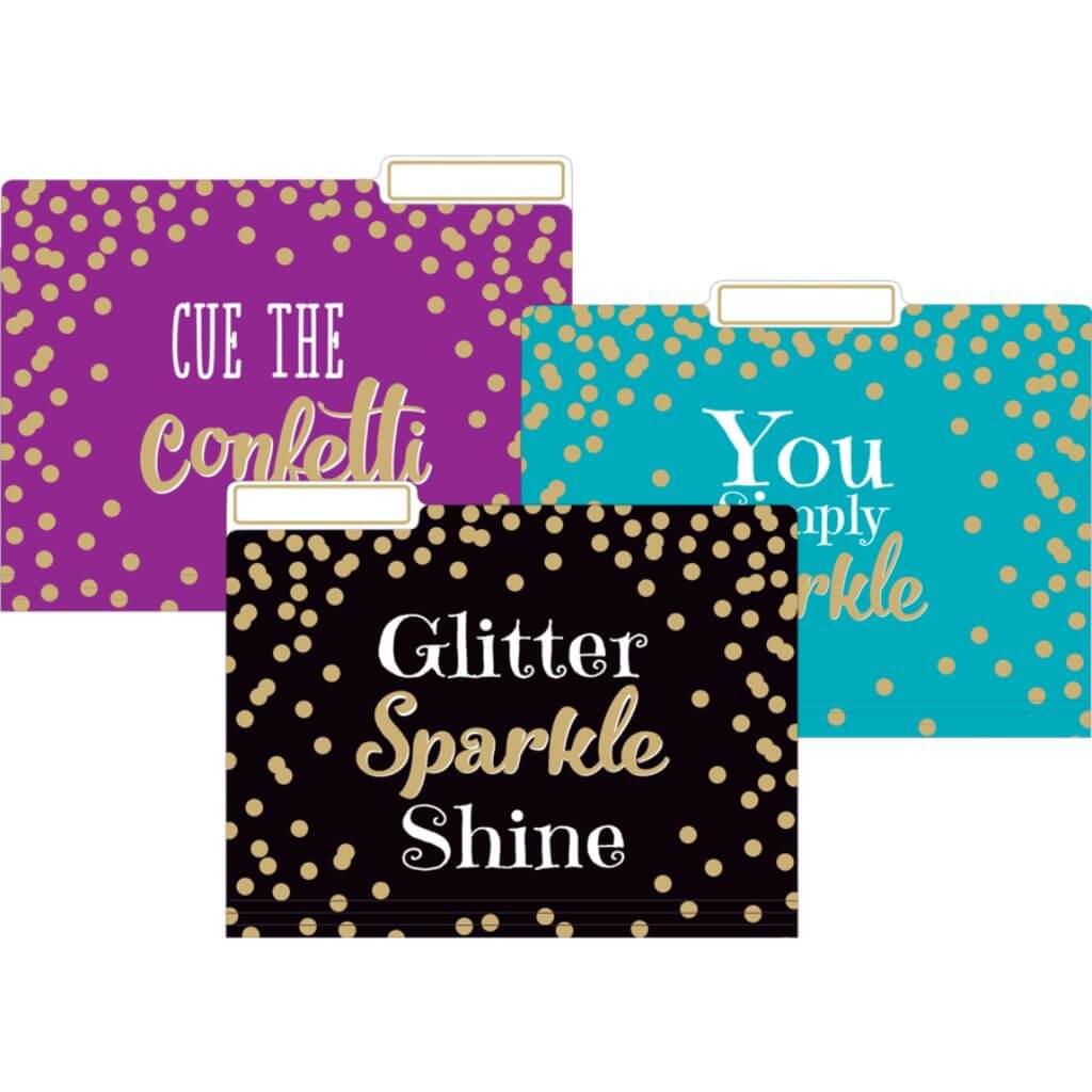 Gold Foil Confetti File Folders