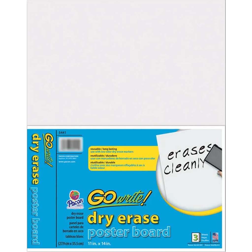 Poster Board White Dry Erase 11in x 14in