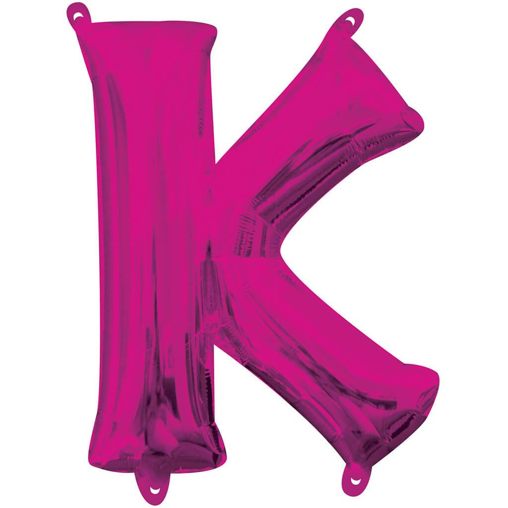 Pink Letter K Foil Balloon, 16in