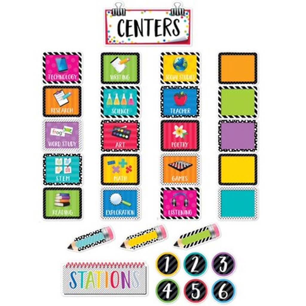 Bold &amp; Bright Class Centers Mini Bulletin Board Set