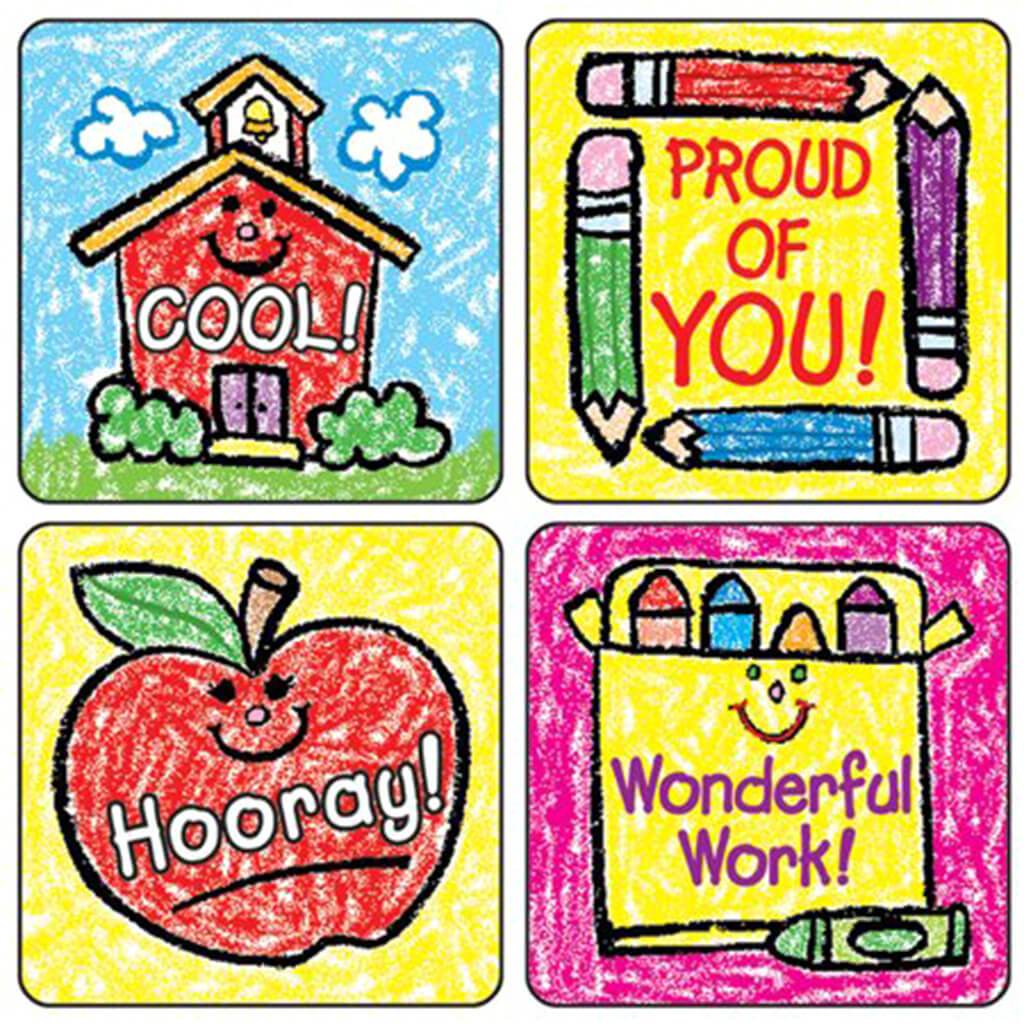 School Days: Kid-Drawn Motivational Stickers