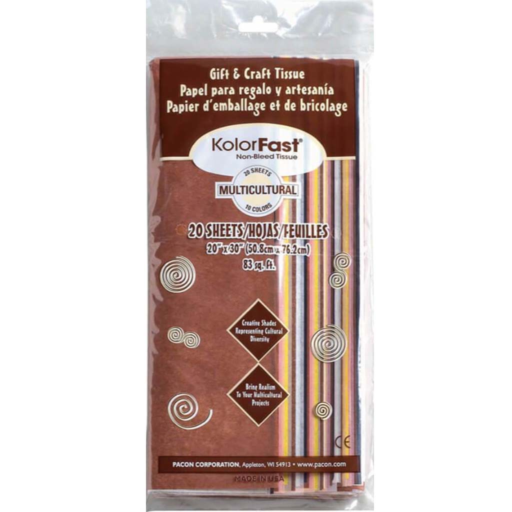 Art Tissue 20in x 30in 20 Sheets 10 Multi Cultural Colors