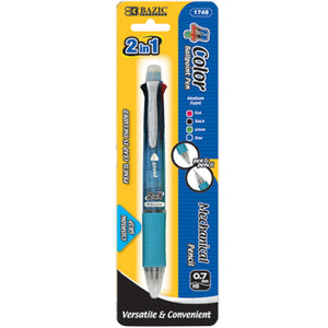 Bazic 2-In-1 Mechanical Pencil and 4-Color Pen with Grip