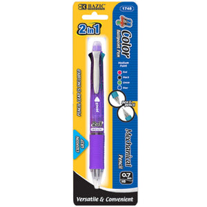 Bazic 2-In-1 Mechanical Pencil and 4-Color Pen with Grip