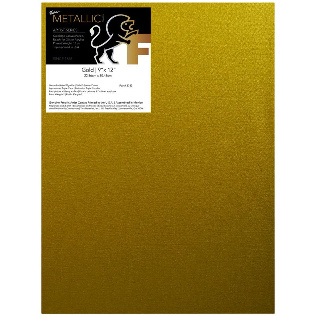 Metallic Gold Cut Edge Canvas Panels 9in x 12in Pack of 3