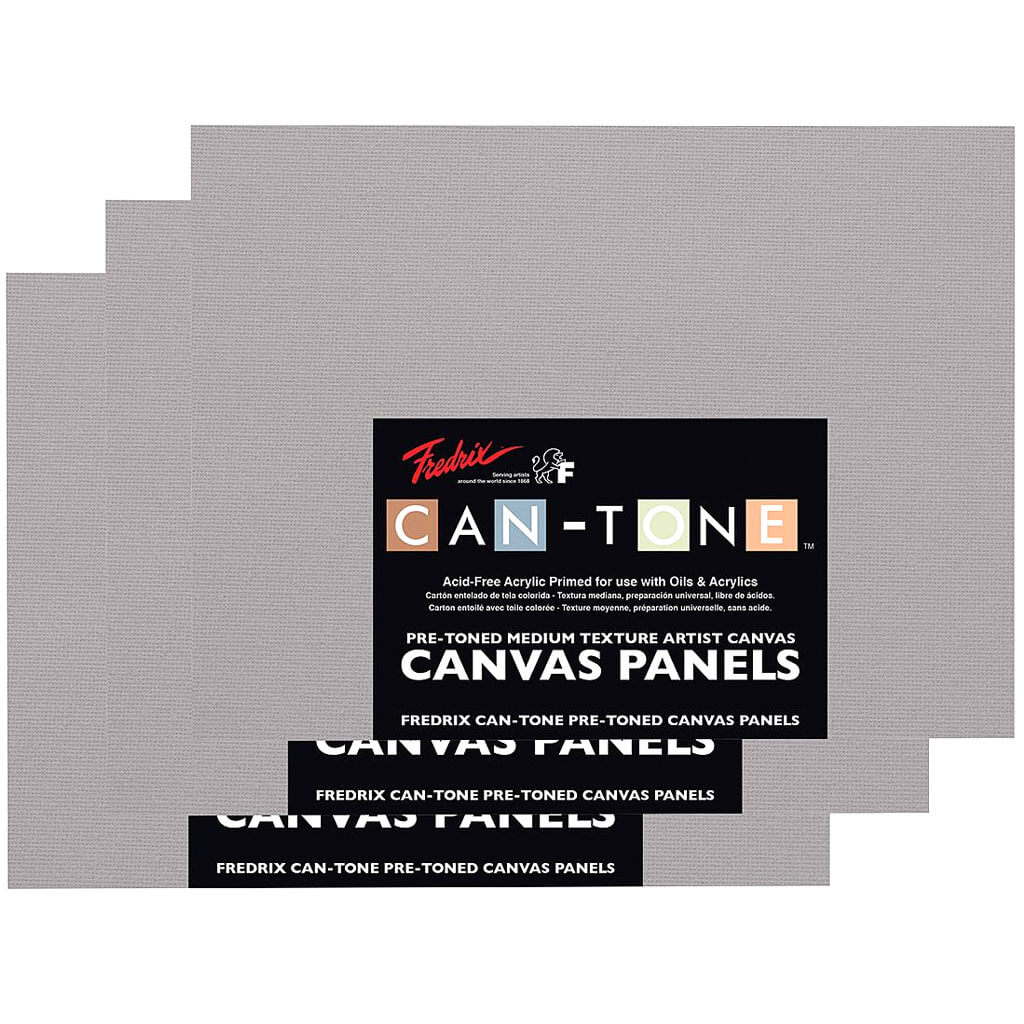 Cantone Canvas Panels Tara Gray 9in x 12in Pack of 3