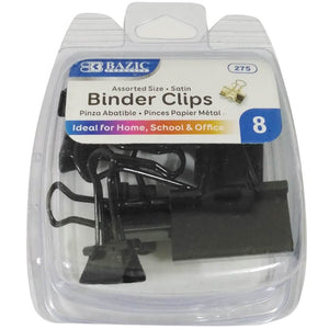 Bazic Satin Binder Clip Pack of 8