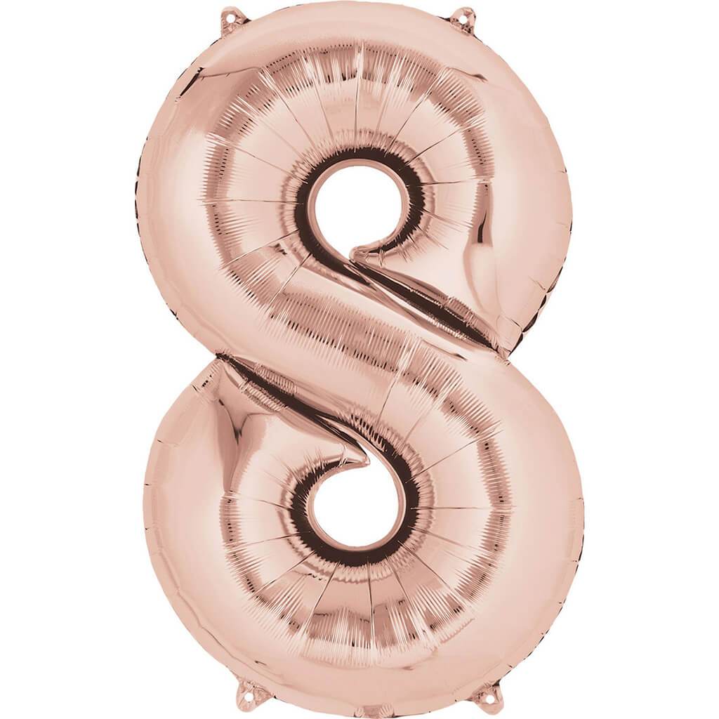 Rose Gold Number 8 Foil Balloon, 16in