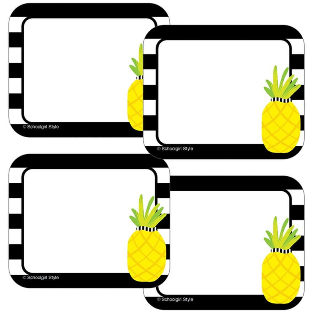 Simply Stylish Tropical Pineapple Stripe Name Tags