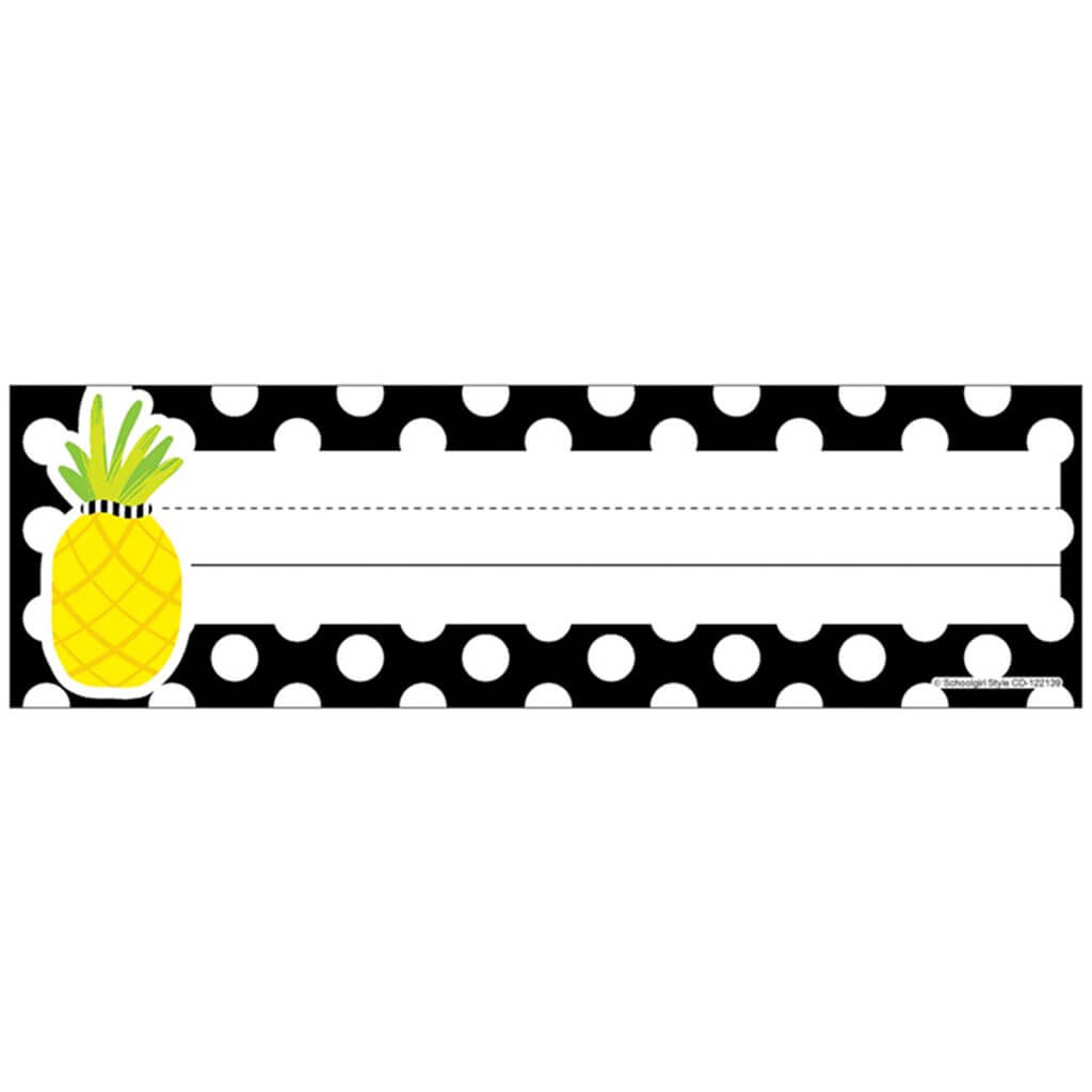 Simply Stylish Tropical Pineapple Polka Dot Nameplates