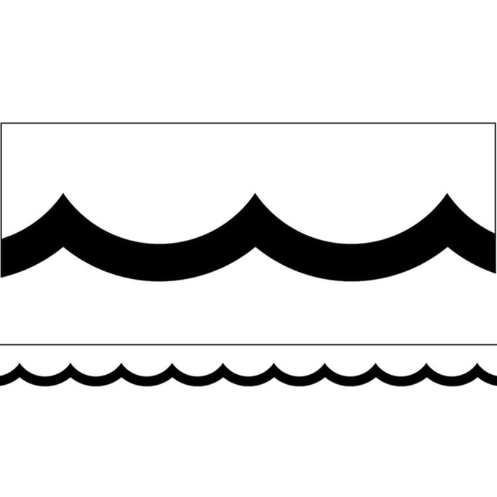 Simply Stylish Black & White Wavy Line Scalloped Border