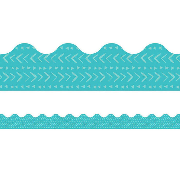 One World Blue Batik Scalloped Border