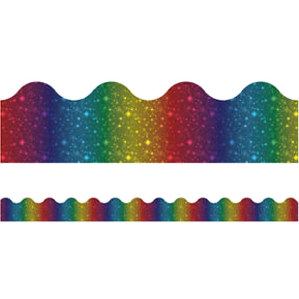 Sparkle Shine Rainbow Foil Scalloped Border