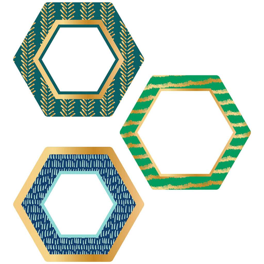 Hexagons with Gold Foil Cut-Outs