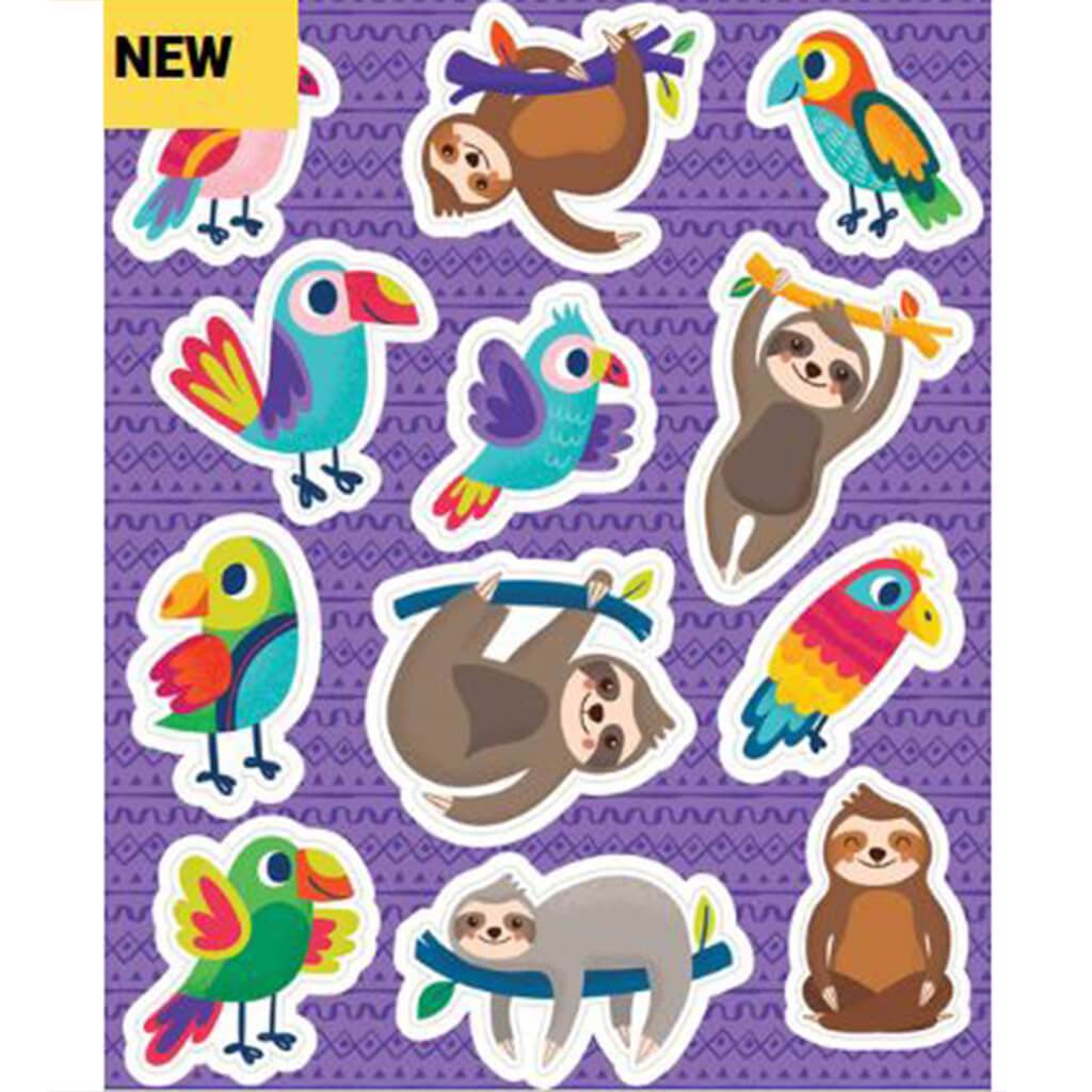 Sloths &amp; Parrots Shape Stickers