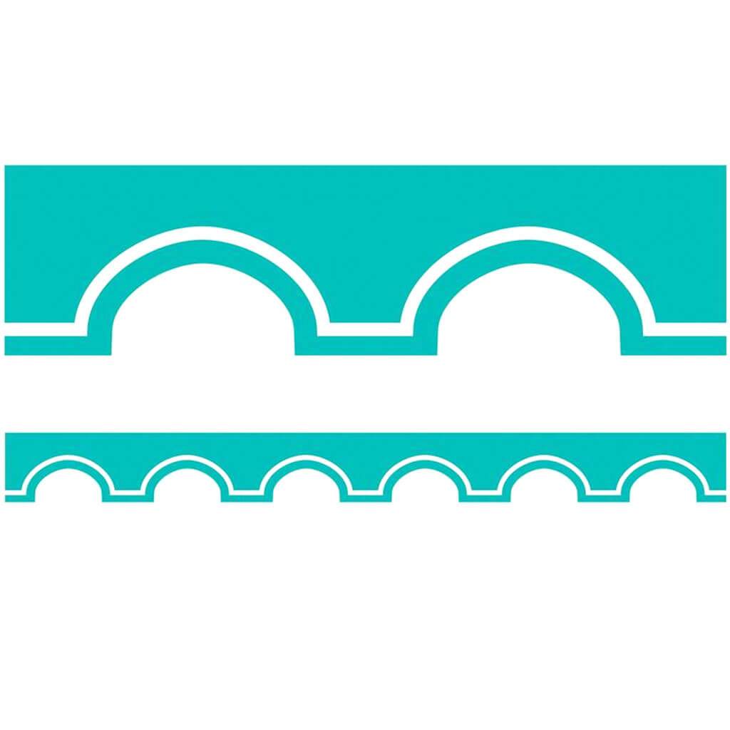 Turquoise and White Awning Scalloped Borders