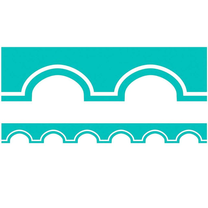 Turquoise and White Awning Scalloped Borders