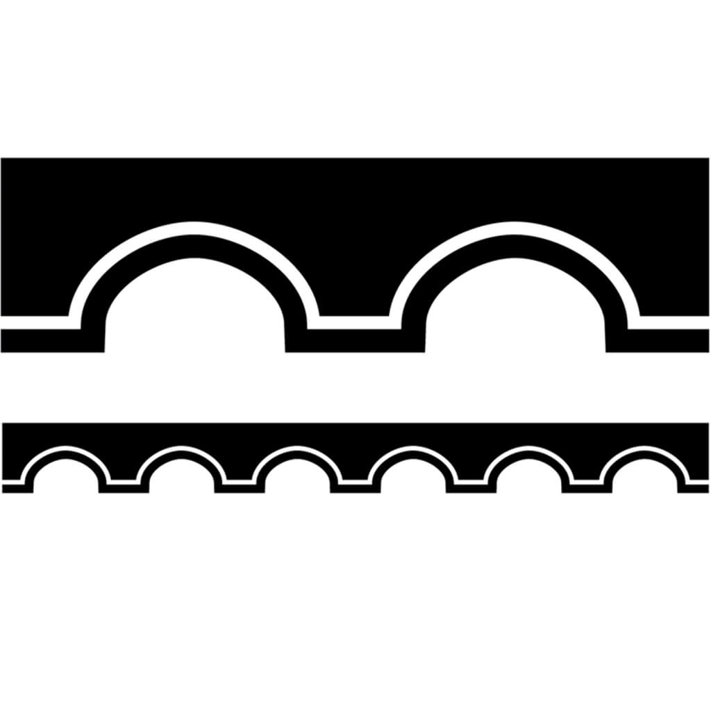 Black and White Awning Scalloped Borders