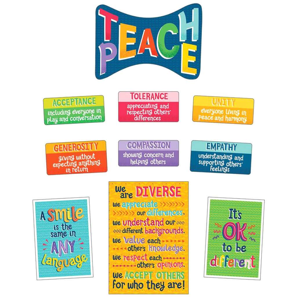 Teach Peace Bulletin Board Set Grade 2-6