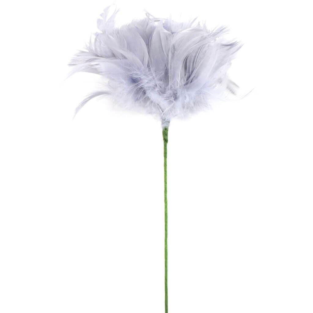 Open Tulip Feather Floral Stem Ash Gray