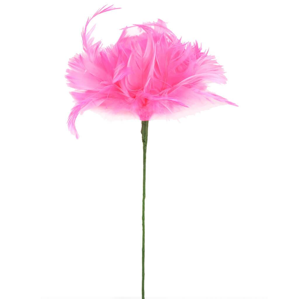 Open Tulip Feather Floral Stem Flamingo