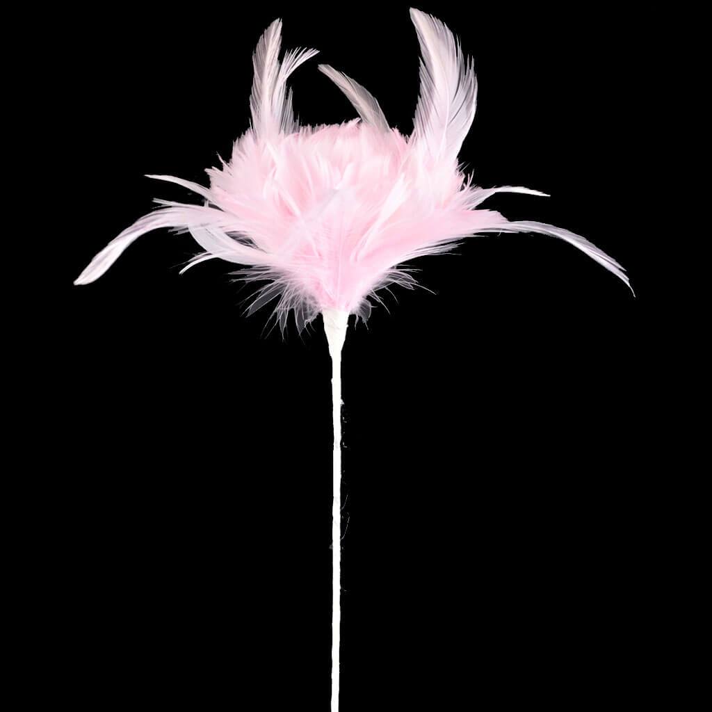 Open Tulip Feather Floral Stem Light Pink