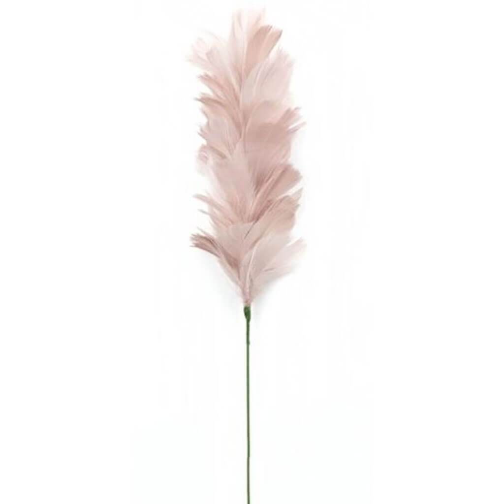 Decorative Goose Feather Floral Stem 26in, Rose Dust