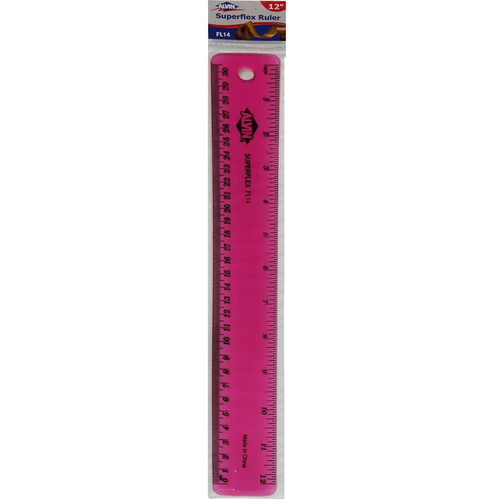 Plastic Superflex Ruler 12in Pink