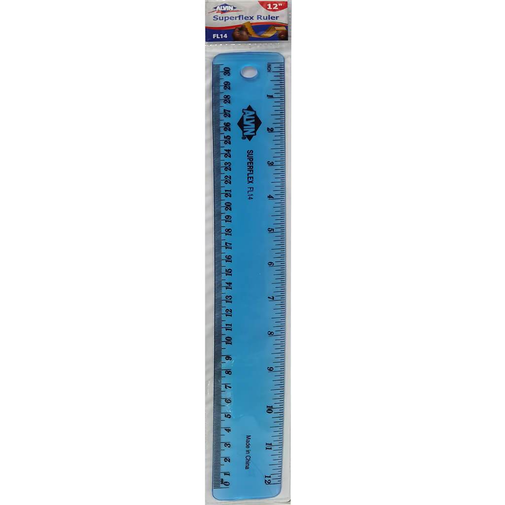 Plastic Superflex Ruler 12in Blue