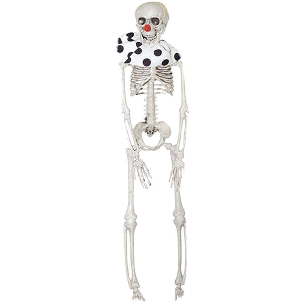 Hanging Skeleton Clown, Polka Dots Blue, 16in