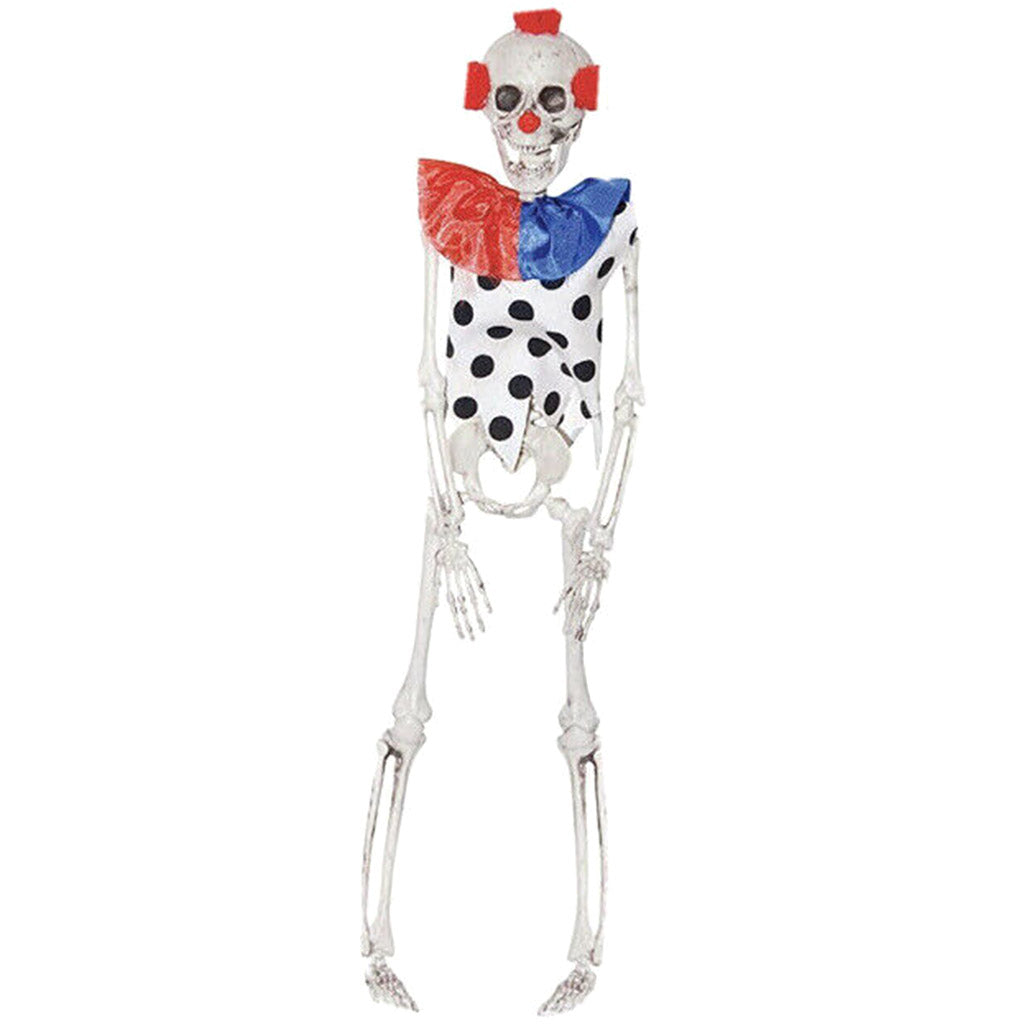 Hanging Skeleton Clown, Polka Dots Blue, 16in