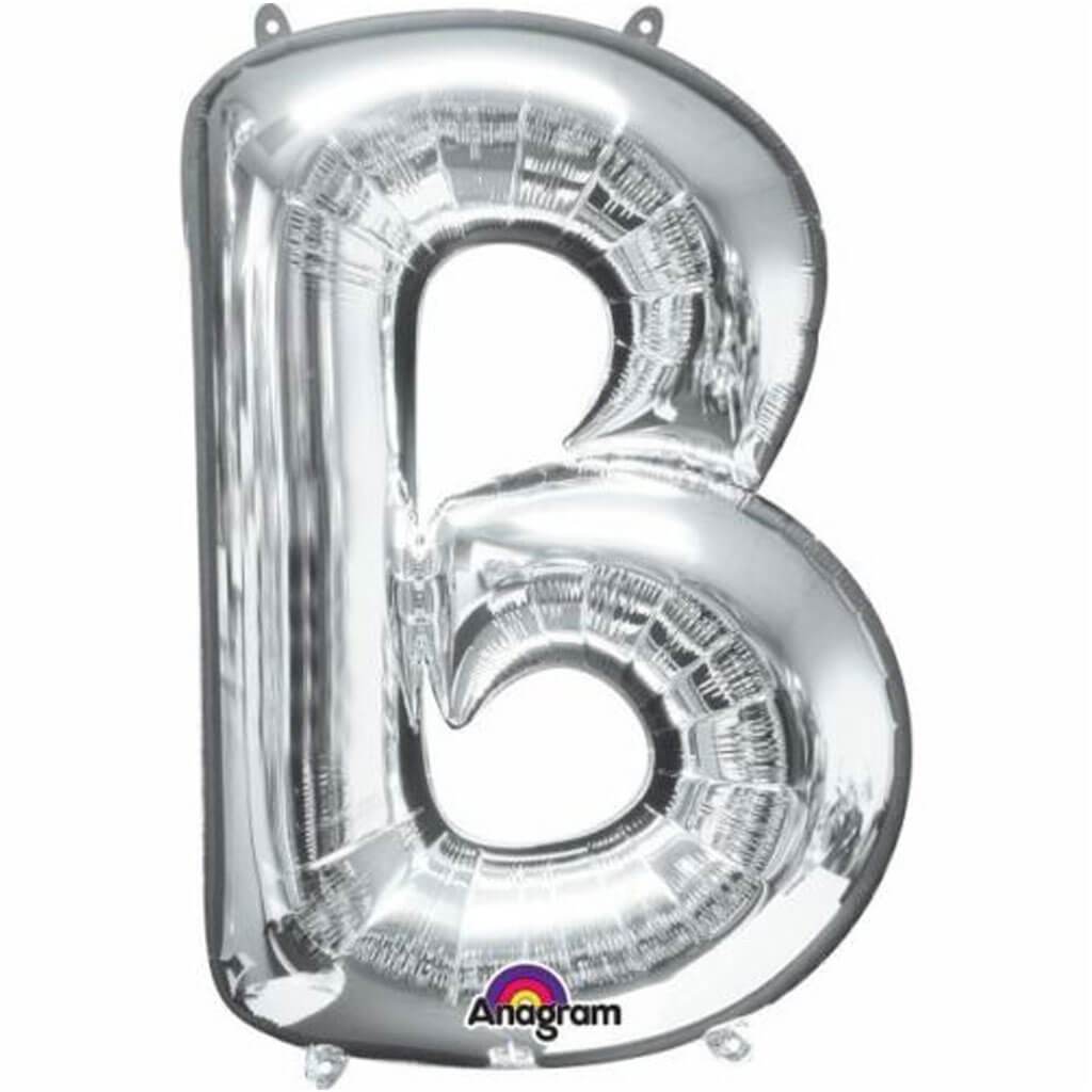 Mini Shape Foil Balloon Letter B Silver 16in