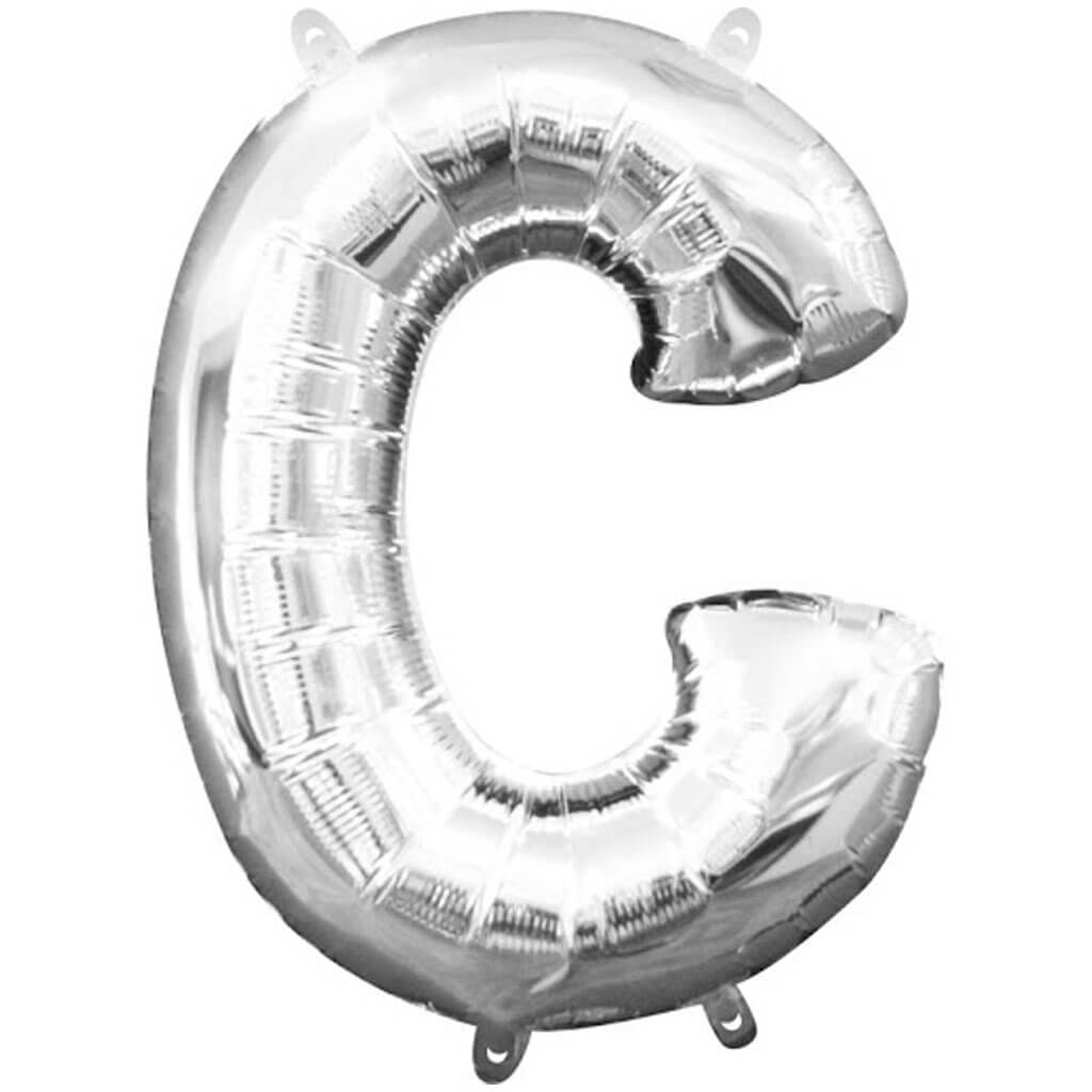 Mini Shape Foil Balloon Letter C Silver 16in