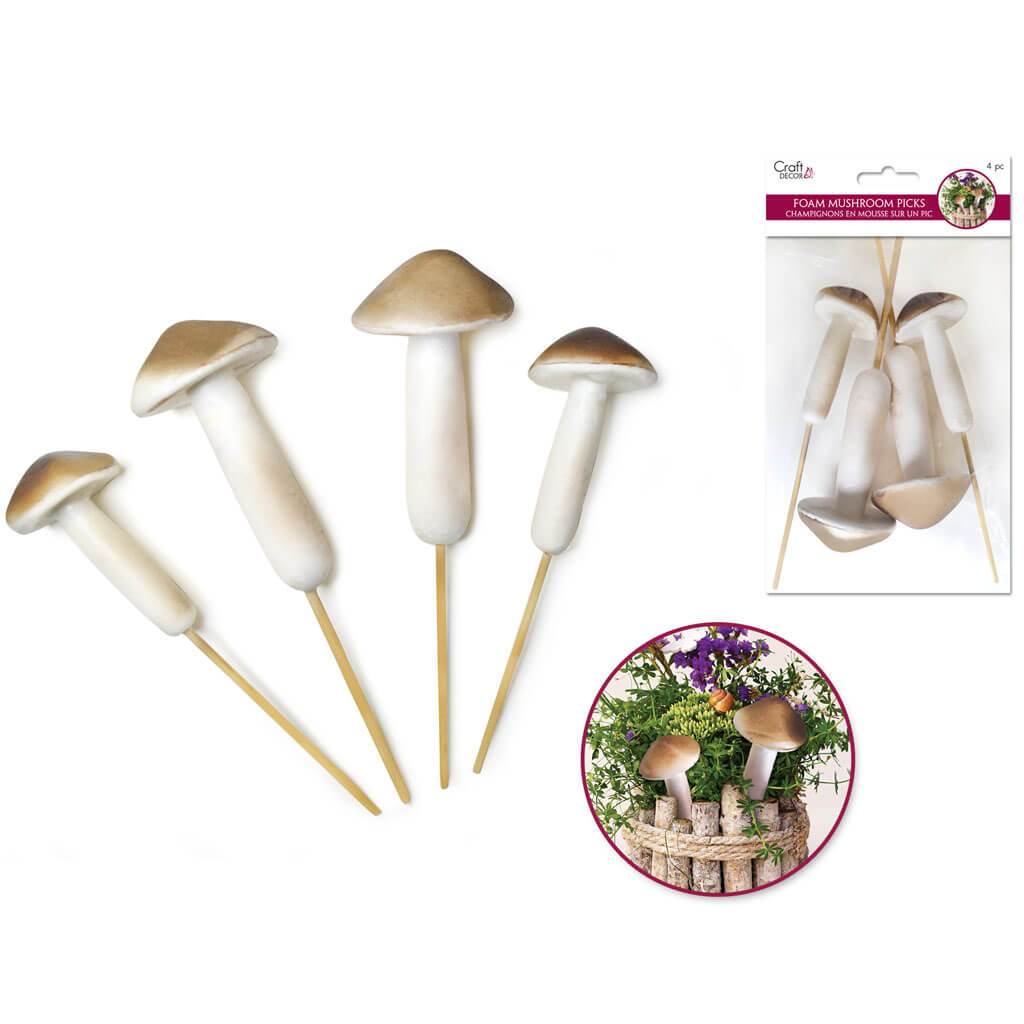 Foam Mushroom Picks 4Pc