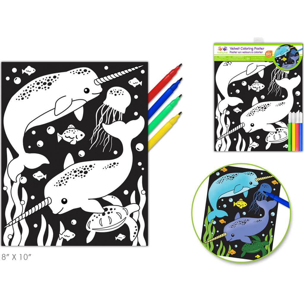 Velvet DIY Coloring Poster Narwhal with 4Markers