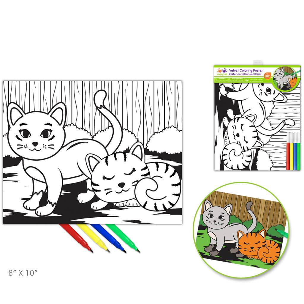 Velvet DIY Coloring Poster Cat with 4Markers