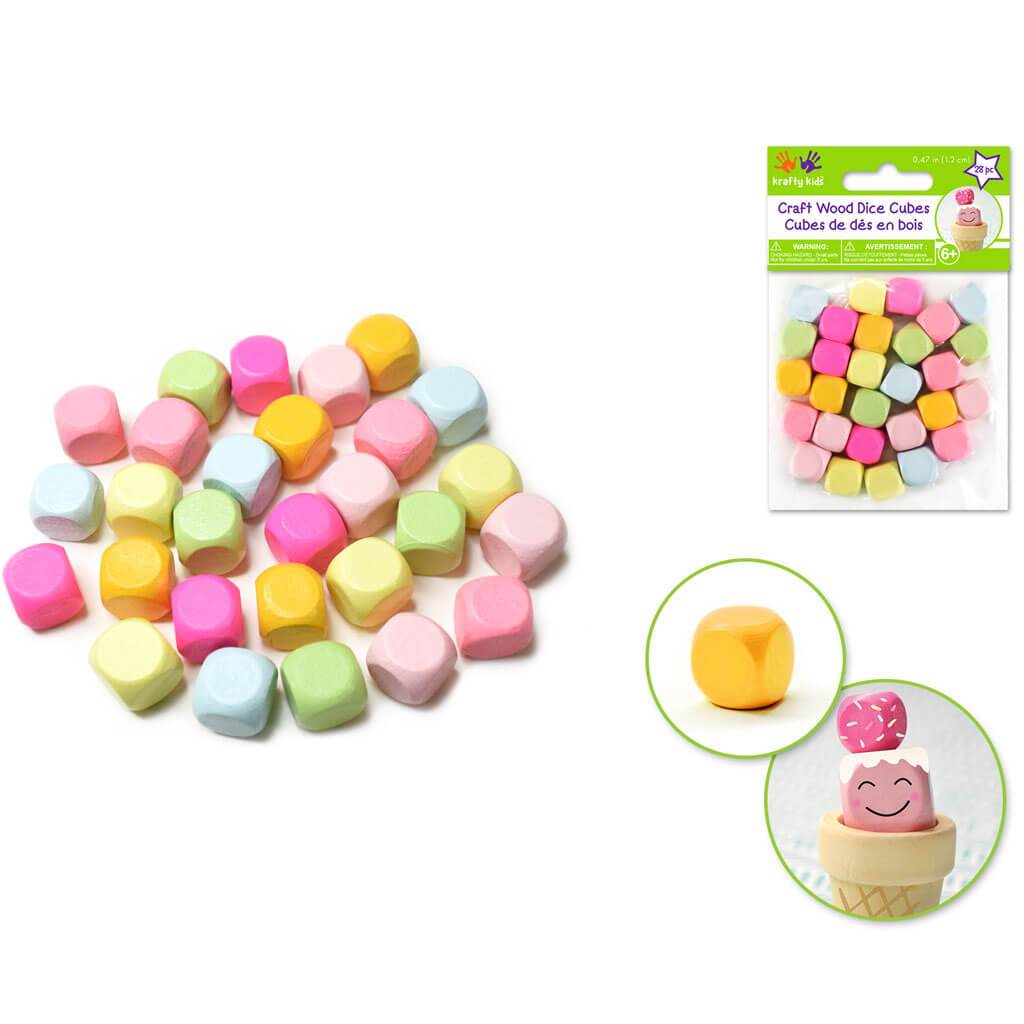 Dice Cubes Pastel Asst. 28pc 12mm